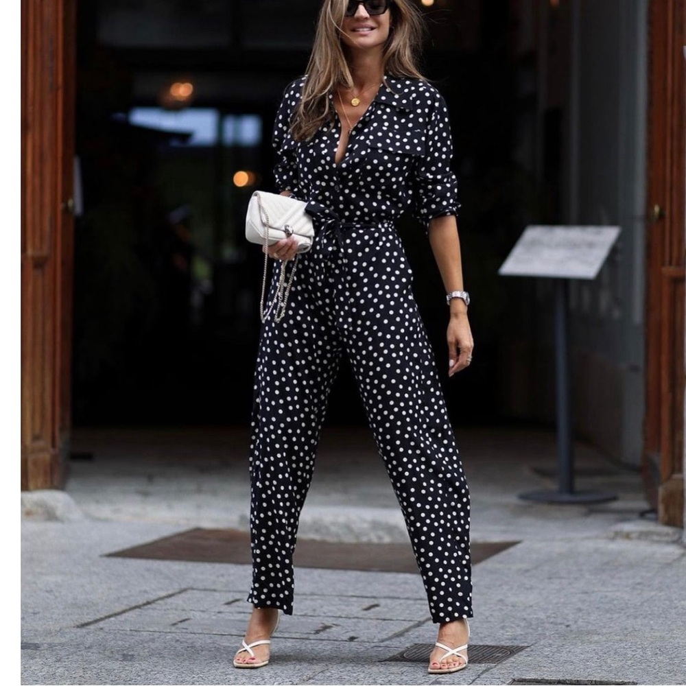 Zara Black and White Polka Dot Jumpsuit